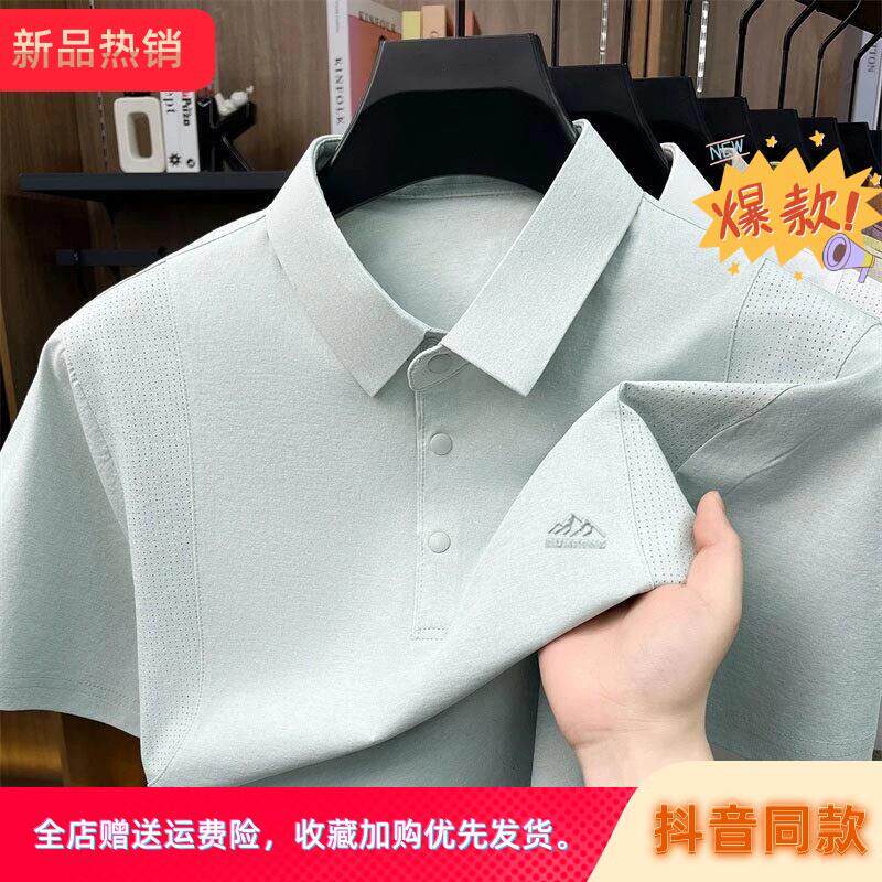 良禾商贸迪瑟森专柜夏季男装冰丝短袖T恤翻领速干透气运动POLO衫