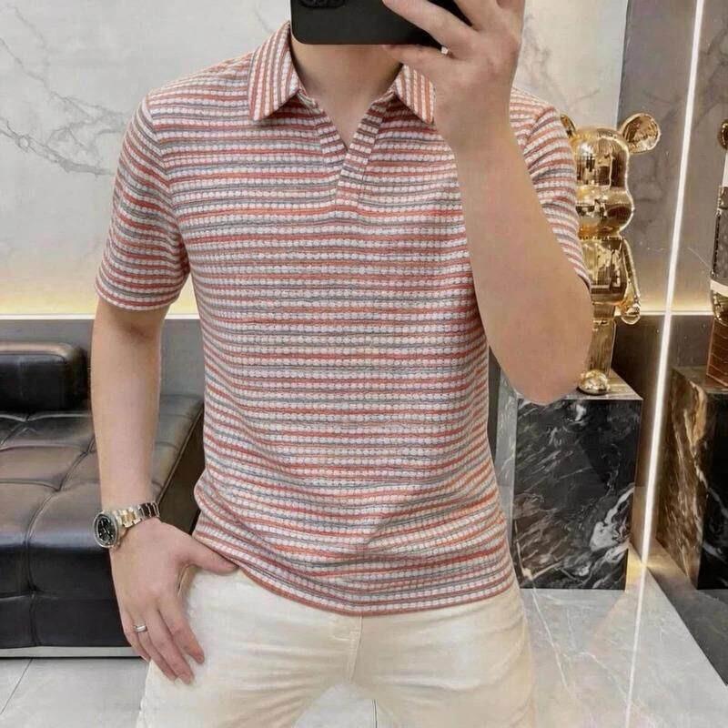 锦悦臻选服饰3夏季男士老钱风提花肌理感圆领短袖T恤POLO衫男装