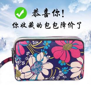 零钱包手机包夏钥匙帆布手拿包多层拉链小手包女大容量妈妈横长款