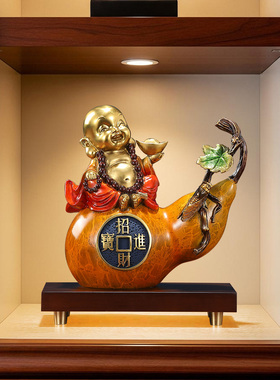 招财进宝铜葫芦摆件高档玄关客厅酒柜办公室桌面装饰乔迁开业礼物