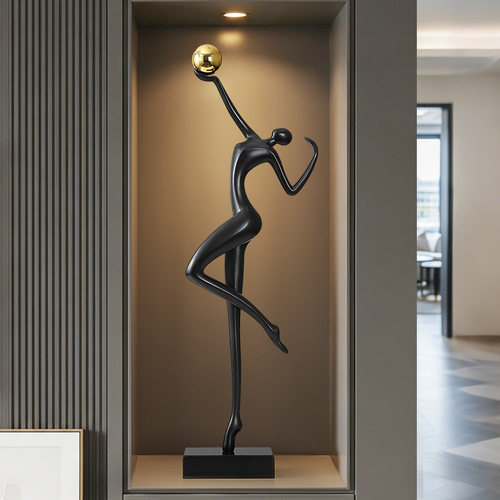 意式极简艺术人物雕塑竖高摆件客厅玄关壁龛轻奢细长高级感工艺品