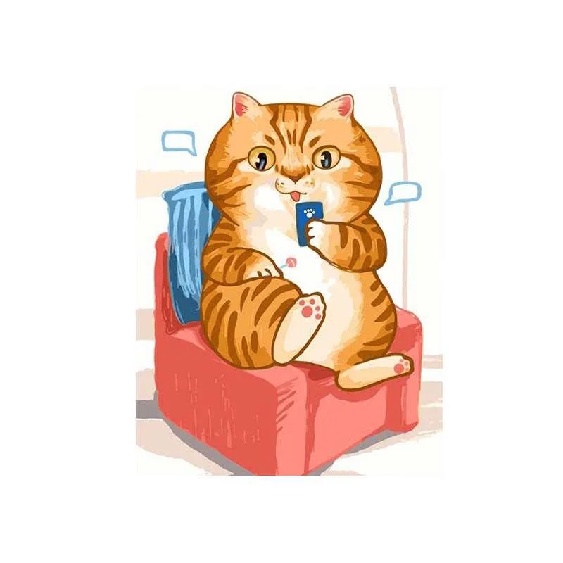 Diy领典数字油彩画动漫客厅幸运手工猫咪自绘涂画填充涂色新品