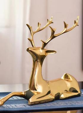 轻奢风铜金鹿金红酒架招财摆件家客厅酒柜摆居设样板间软SQ17059