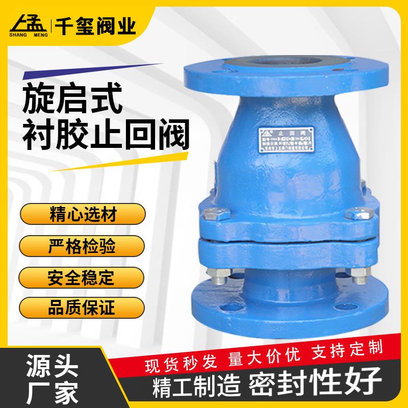 H44J-10球墨法兰消声止回阀旋启式衬胶止回阀软封密常温常压