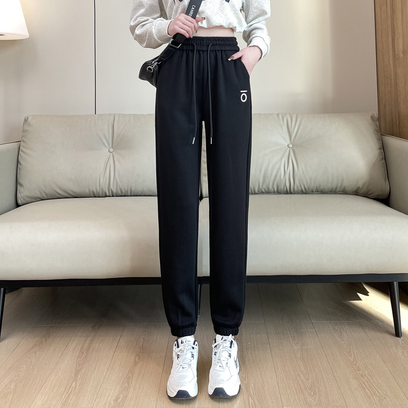 高腰哈伦运动裤女束脚裤宽松显瘦