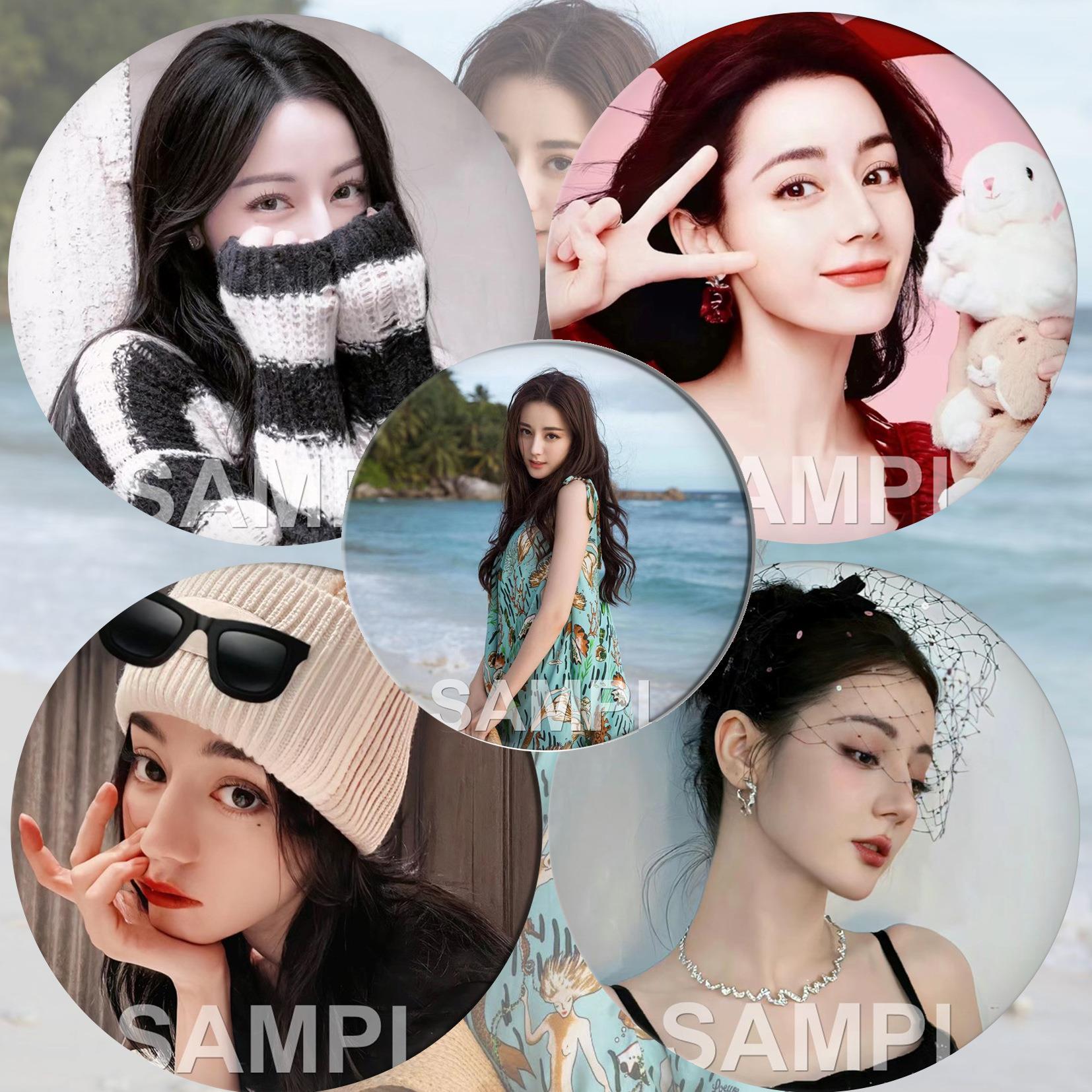 迪丽热巴明星周边镭射吧唧徽章爱豆粉丝应援马口铁痛包挂件饰品