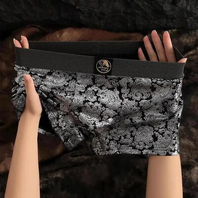 早立轻奢严选纯棉新款复古印花男士内裤爆款潮流四角裤舒适透气四