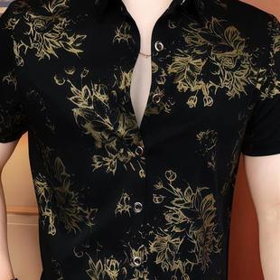 翻领x帅气商务时 早立轻奢严选25夏衬衫 休闲百搭潮D流个性 男士 修身