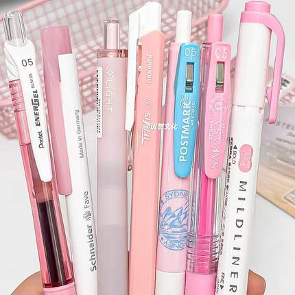 日本Zebra斑马JJ15中性笔少女心粉色系列黑色刷题水笔荧光笔ins可爱高颜值考试速干刷题子弹头中学生学习用笔