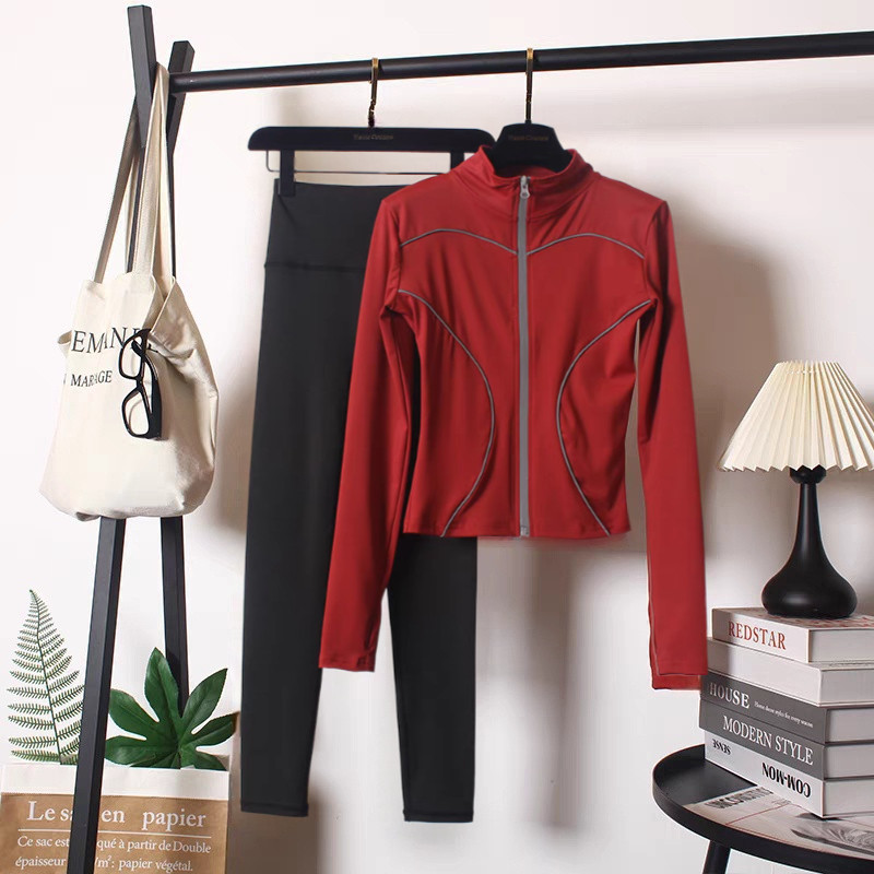 瑜伽服运动外套女春秋季带反光条夜跑骑行服专业健身房训练衣套装,运动/瑜伽/健身/球迷用品,瑜伽外套,淘宝优惠券,粉丝福利购,淘宝优惠卷