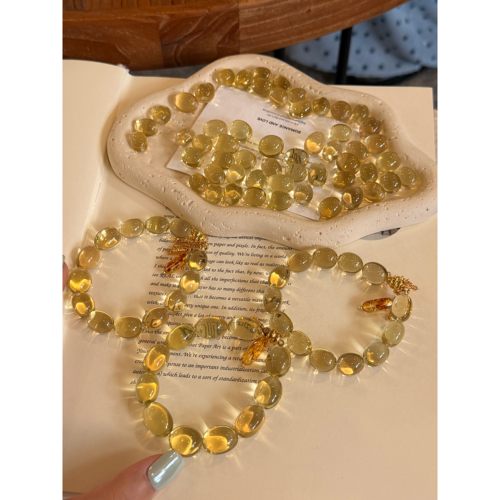 彼悦黄金鱼油柠檬晶糖豆手串