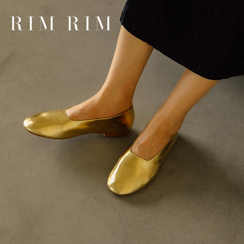 RIM RIM&times;ELLIE SHUANG塑型马皮鞋新款单鞋奶奶鞋防滑手套鞋平底