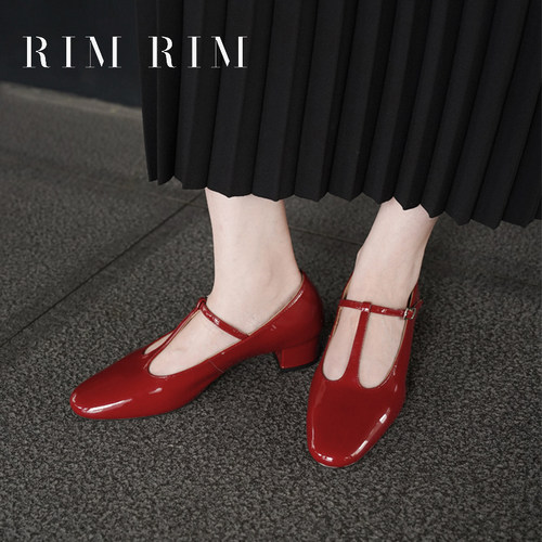 RIMRIM塑型马皮鞋法式玛丽珍鞋
