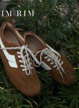 RIM 复古拼色设计感平底休闲鞋2025新款百搭软底运动红色德训鞋女