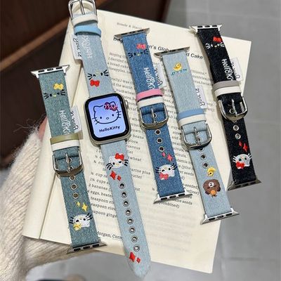 思雅图华为Fit3可爱kt猫牛仔表带