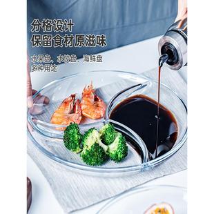 玻璃盘分餐盘三分格菜盘耐高温盘子家用分隔配菜盘微波炉专用烤盘