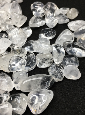 白水晶碎石摆件消磁石鱼缸石原石矿石废料小颗粒淘沙宝石