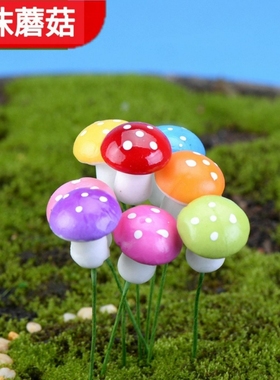 多肉花盆里的小摆件仿真蘑菇造景盆栽装饰品生态缸苔藓微景观森林