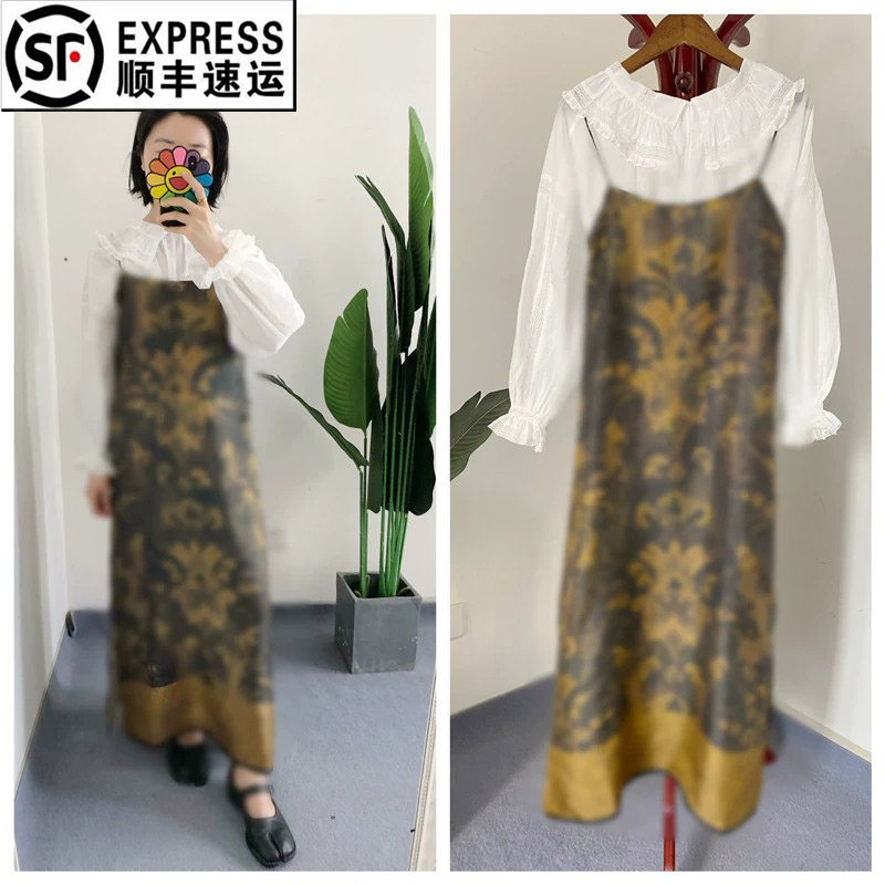 少量Y标 买手店 桑蚕丝莨苕油彩印花真丝吊带裙 度假风连衣裙