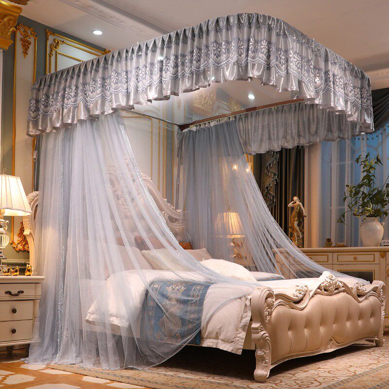 U型导轨蚊帐轨道加密加厚不锈钢支架1.5m1.8米床家用公主风蚊帐