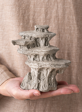 鱼缸造景装饰水泥假山布景中式办公桌面庭院花盆鱼缸沉水摆件装饰