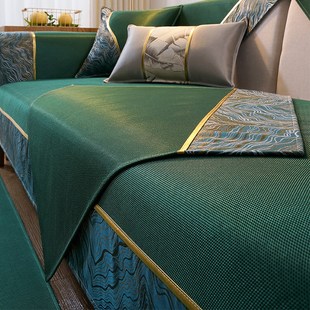 精品冰丝沙发垫夏季 轻奢风垫子墨绿色沙发凉席垫夏 夏天款 单块薄款