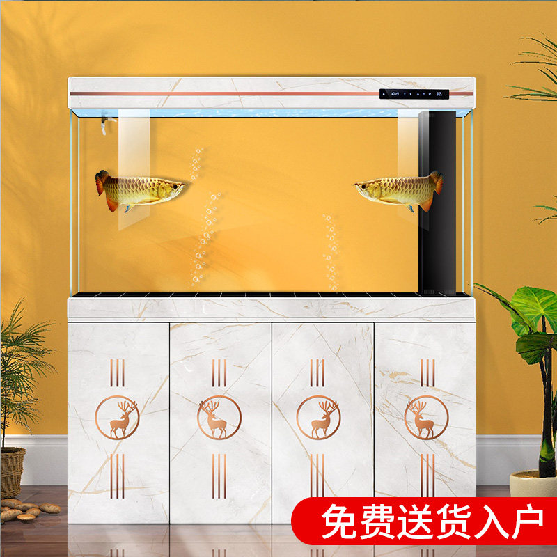 2022新款简欧鱼缸客厅落地大型家用屏风水族箱中型高端玄关隔断柜