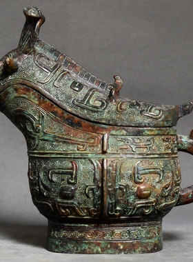 兽觥仿古青铜器折觥盛酒器纯铜复古工艺品装饰特色礼品办公摆件