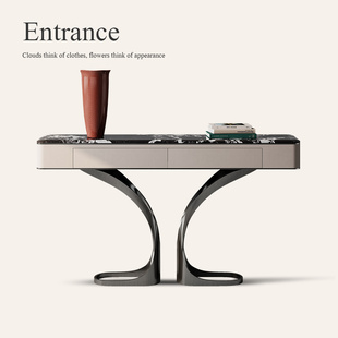 诚骏天然大理石玄关柜轻奢靠墙条案酒柜隔断柜客厅别墅奢石玄关台