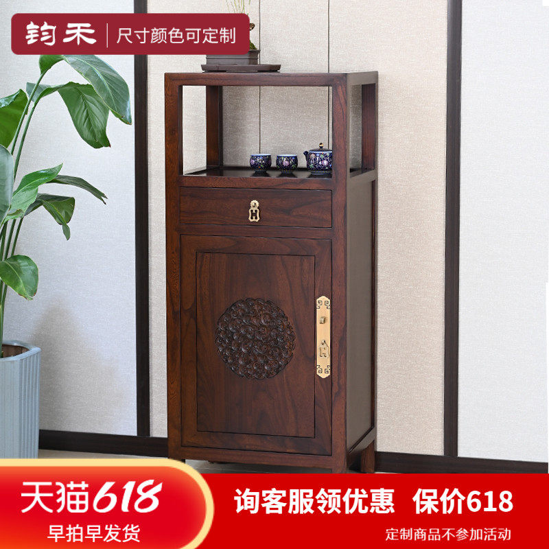 新中式单门角柜老榆木转角小柜全实木边角立柜客厅玄关仿古置物柜