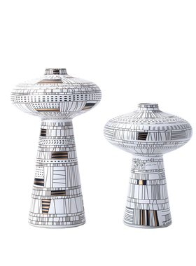 现代极简约新中式创意几何线条软装饰品酒店会所客厅陶瓷花瓶摆件