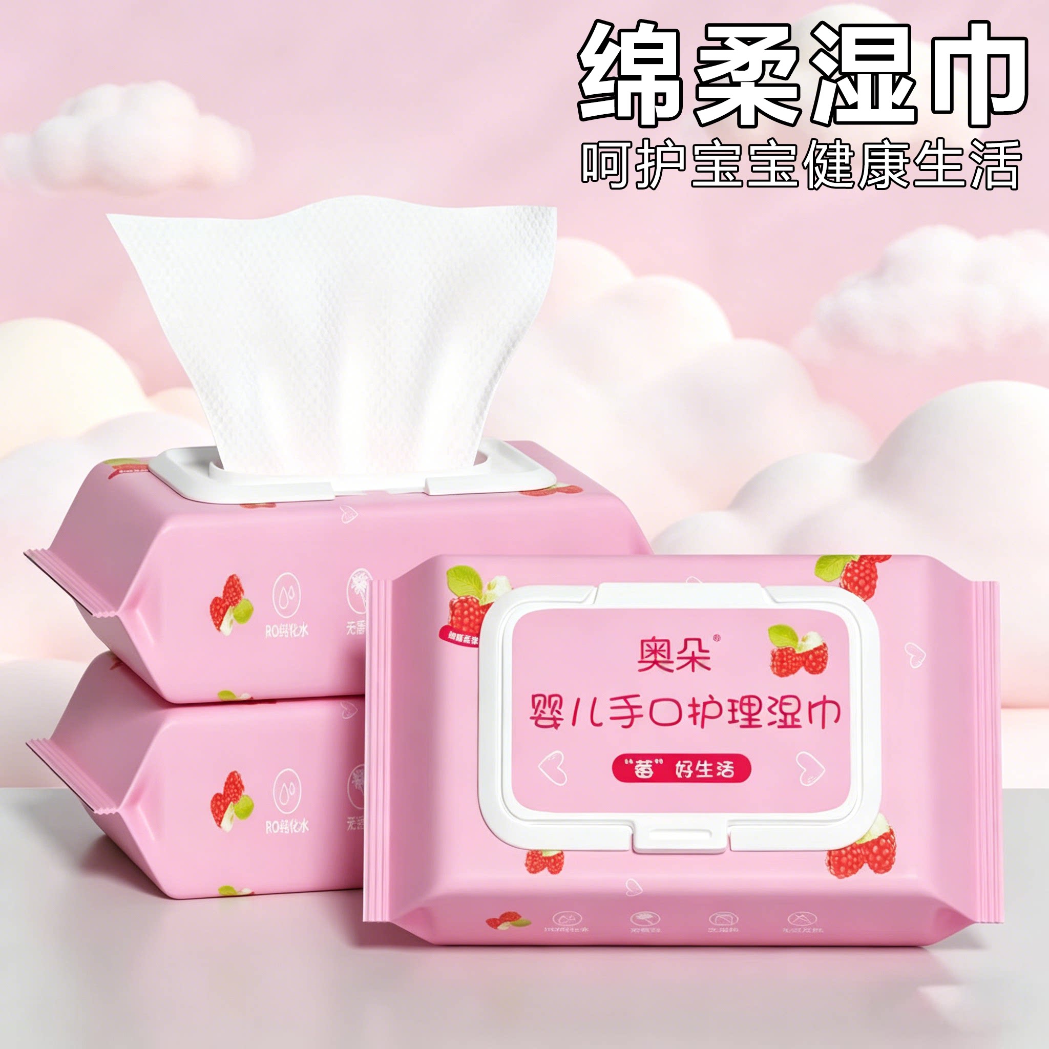 婴儿湿巾带盖新生儿手口屁专用绵柔湿巾加厚成人家用批发湿纸巾