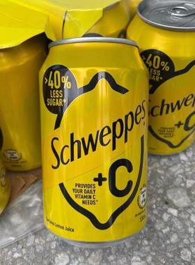 香港进口饮料太古系列Schweppes玉泉+C柠檬汽水330ml*6罐装