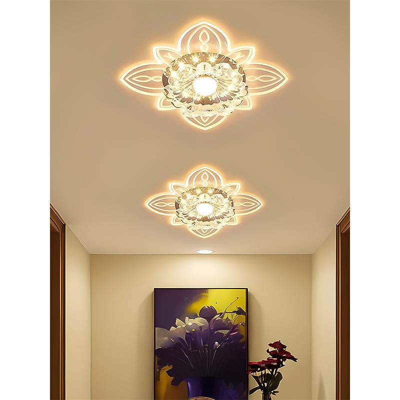 创意新款过道灯走廊灯嵌入式水晶灯led筒灯阳台吸顶灯家装灯具