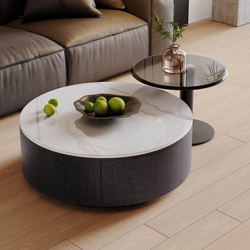 意式轻奢大小圆形岩板茶几小户型样板房客厅玻璃组合现代简约茶桌,住宅家具,茶几,淘宝优惠券,粉丝福利购,淘宝优惠卷