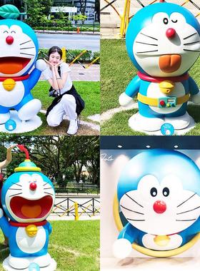 网红卡通哆啦A梦叮当猫玻璃钢雕塑摆件商场奶茶蛋糕店墙壁挂装饰