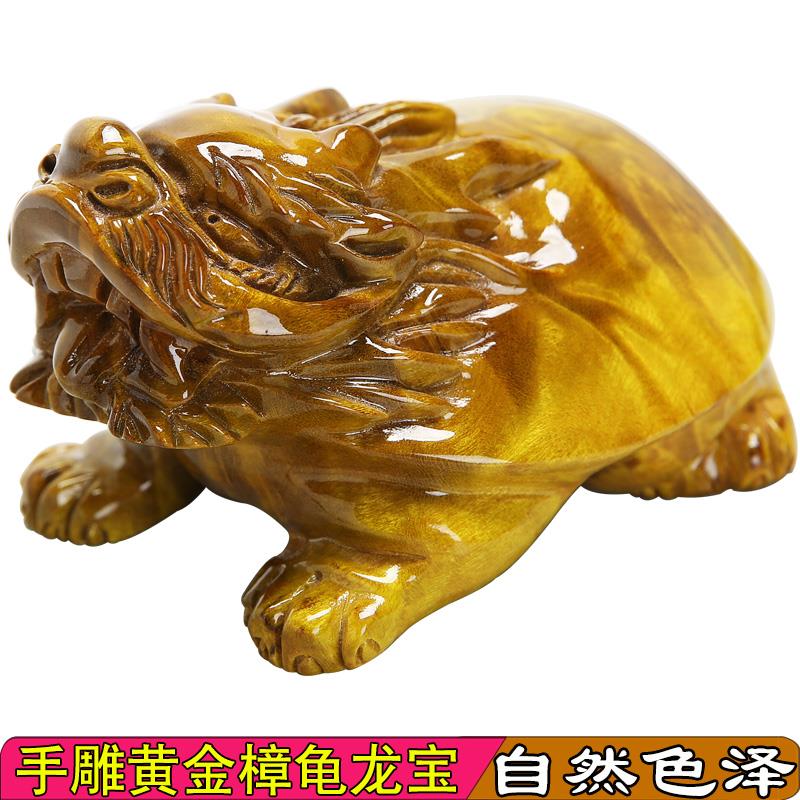 宫廷黄金樟木茶宠摆件招财纳福礼品整块实木雕刻茶具茶道配件可养