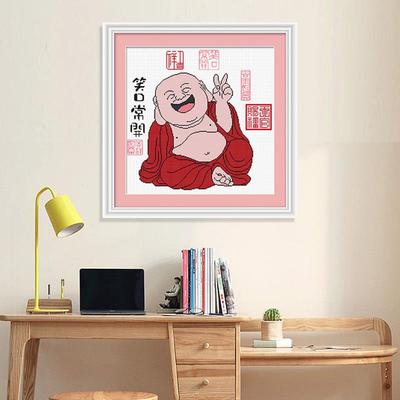 ks十字绣2024年新款线绣禅意人物笑口常开客厅挂画手工自己绣新手