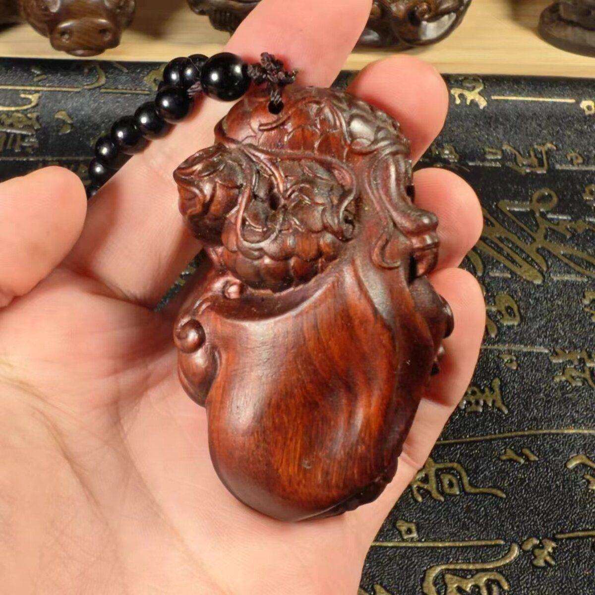 7厘小叶紫檀木精盘雕米实心龙客文厅随身盘玩玩把件家010居摆件