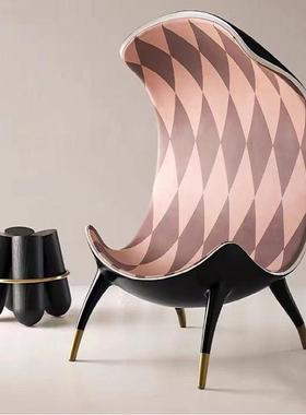 米兰创意设计师蕾椅发个41257性异形大堂饰装单人休闲椅高芭背沙