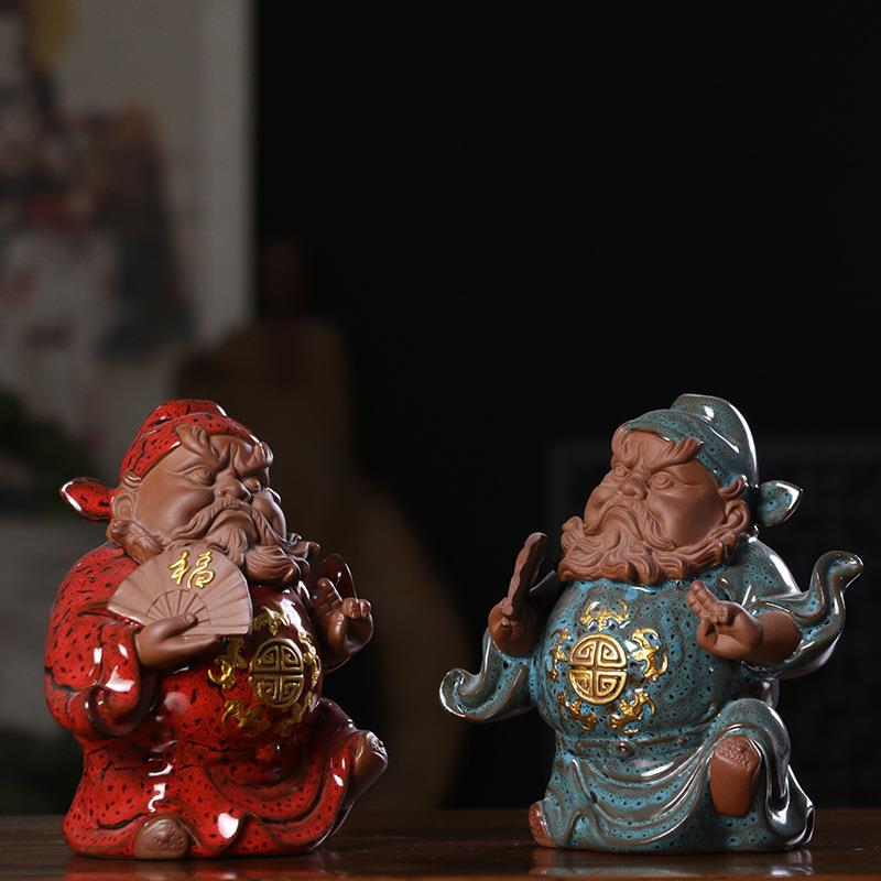 馗禅意件摆天师人物中酒店别墅复古WBD工艺品茶钟桌茶式宠茶玩小