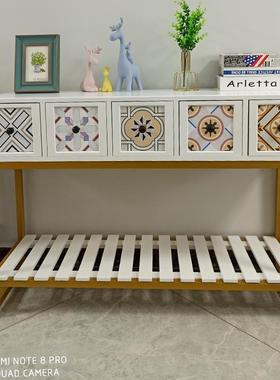 新中式玄关桌玄轻奢关台ZG-62411复古柜铁艺关实木斗柜靠玄墙长条