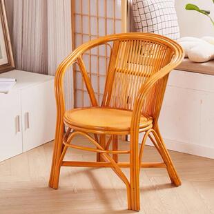 天然小真藤编FS759032靠背椅老式竹老藤椅子老人太师椅藤条竹椅腾