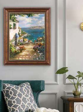 美式F965JMTJ玄装饰画客厅厅餐挂画竖走廊过道壁画欧建式复关古筑