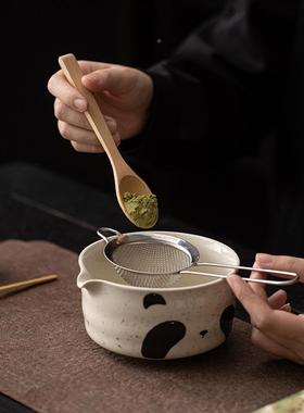 碗CYG25753萌宠抹茶八件套柴过犬猫咪可陶爱瓷做茶打茶茶筅茶刷滤