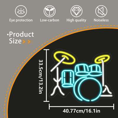 境霓虹灯led亚克力氛drumset围灯乐队音乐装饰板灯子鼓跨造型架灯