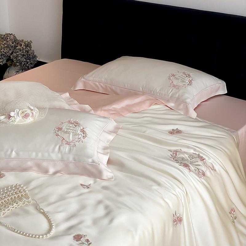 夏60支兰TZ5-ANN精丝天丝件四套莱赛尔被套刺绣滑季凉爽床单裸睡