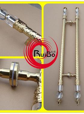 别墅轻奢豪华不门锈钢晶球RB-2010大门拉手玻门实木仿古铜璃明水