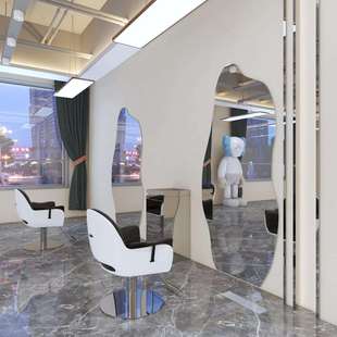 厂家美发店镜台发廊理发镜网子红01子单面剪发店异形镜挂墙镜发廊