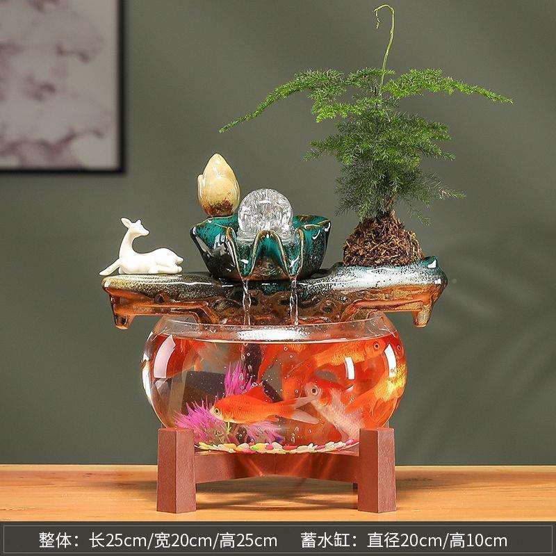 年2VNA025新款热销自循环生财玻璃鱼动缸小型家用客厅电柜装饰办